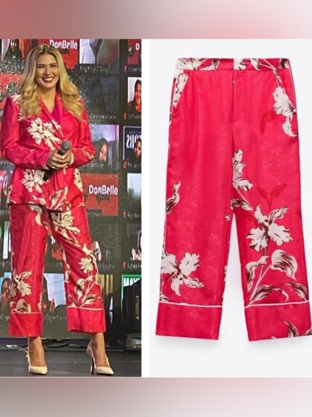 ZARA WOMAN's FLORAL PRINTED CROPPED TROUSERS PANT PINK
WHITE - Picture 2 of 11